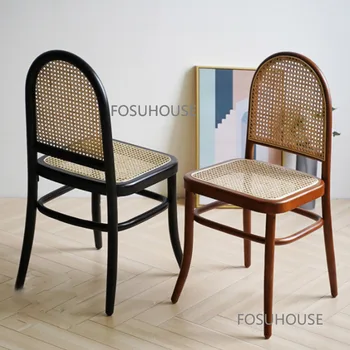 Обеденный стул из ротанга в скандинавском стиле, кухонная мебель, Дизайнерские обеденные стулья со спинкой, Домашний балкон, Стул для отдыха во дворе, TG