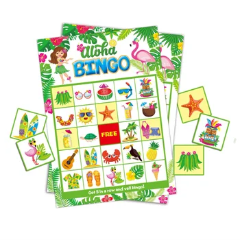 Карточки для игры в бинго на Гавайях, игра в бинго на день рождения, принадлежности для вечеринок