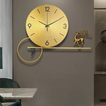 Современный Дизайн Часы Настенные Домашние Часы Гостиная Роскошные Цифровые Большие Настенные Часы Винтажное Золото Минималистичный Montre Murale Home Decor