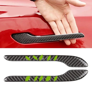 Для аксессуаров Tesla Model3 Model Y, Защитная наклейка на дверную ручку, стиль углеродного волокна, 4 шт., внешняя ручка для автомобиля, оберточная крышка