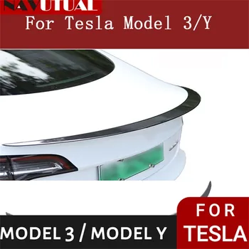 Задний спойлер багажника для Tesla Model 3 Y 2017 - 2023 Спойлер багажника, Карбоновое волокно, ABS, Спойлер на крыло, Аксессуары для стайлинга автомобилей