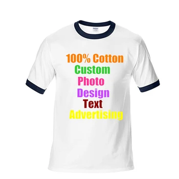 Текст, Фото, логотип, индивидуальная мужская футболка с рекламой, Футболки с цветным блоком, Топы с круглым вырезом, Лето 2023