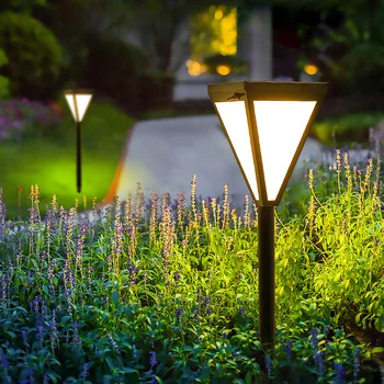Солнечная лампа для газона, Светодиодная водонепроницаемая Садовая лампа, Торшер, Уличная Парковая лампа для газона, Простой торшер для сада