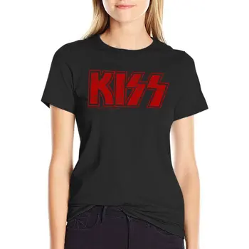 Красная футболка с логотипом Kiss the Band, футболка с графическим рисунком, винтажная футболка, винтажная одежда, футболки для женщин с графическим рисунком
