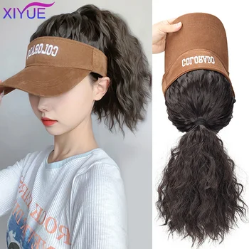 Парик из синтетических волос XIYUE с длинными волнистыми волосами, парик из натуральных черных волос, Естественно соединяющий синтетическую шляпу-парик для девочки
