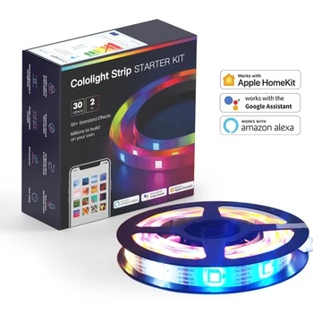 Комплект светодиодных лент Cololight, умное окружающее освещение RGB, синхронизация музыки с веревкой, Совместимость с Siri Alexa, Google Assistant, 30 светодиодов/М