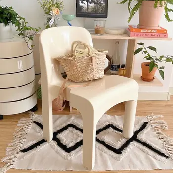 Скандинавский обеденный стул для дома, Ретро-стулья со спинкой, Винтажный Кофейный пластиковый табурет, мебель для шезлонга, Скандинавская мебель