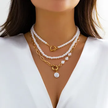 Ailodo, Элегантное ожерелье из искусственного жемчуга для женщин, Многослойное ожерелье для вечеринки, простые модные украшения, подарок для девочек