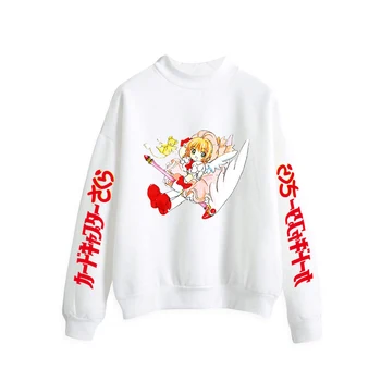 2021 Cardcaptor Sakura Аниме Повседневные пуловеры Водолазка с капюшоном Толстовка Женская Элегантная Тонкая одежда с капюшоном с длинным рукавом