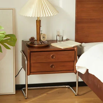 Винтажный прикроватный столик в спальне, двухъярусные тумбочки, мебель на металлическом каркасе для дома, Мультисценарная мебель, подходящая для шкафа хранения