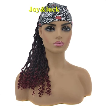 Синтетические парики с ужасными локонами Для женщин, обертывание шарфом, Винно-красные скрученные косички, используемые африканскими женщинами