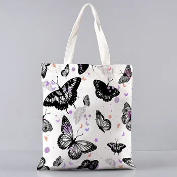 Цветная сумка для покупок с цветочным принтом в виде бабочки, многоразовые сумки для покупок из нетканого материала, эко-сумки для путешествий, складные сумки для хранения вещей навынос