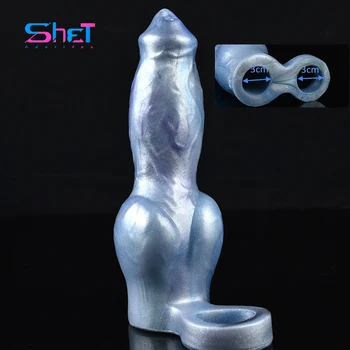 Рукав для пениса SHET Galaxy Dog с большим узлом, носимая оболочка для члена, мягкие силиконовые сексуальные игрушки для увеличения члена для пар, БДСМ-игра.