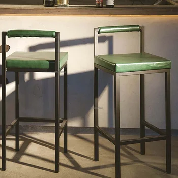 Барные стулья из скандинавской кожи для Барных стульев для Кухни и мебели для высоких столов В индустриальном стиле Со спинкой, Барные стулья для стойки