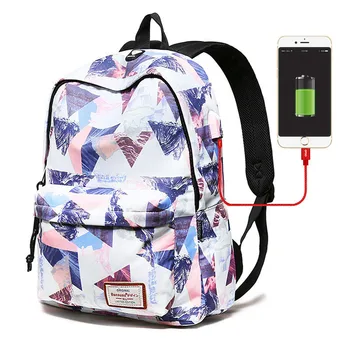Женский рюкзак для внешней USB-зарядки, водонепроницаемый рюкзак, женский Mochila Escolar, школьные сумки для ноутбука для девочек, рюкзак для подростков