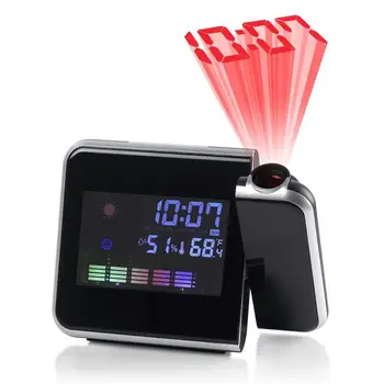 Цветной светодиодный цифровой электронный проекционный будильник Креативный Календарь Погодные часы Проектор со светодиодной подсветкой, отображающий температуру