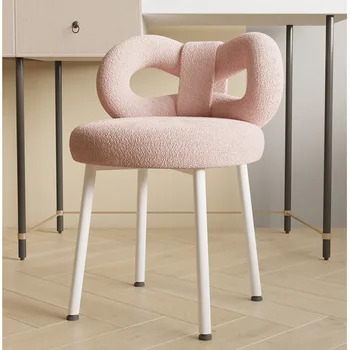 Легкие Роскошные Обеденные стулья высокого качества, Табурет для макияжа с розовой спинкой для девочек в спальне, Простой современный домашний туалетный стул