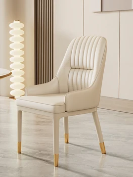 Обеденные стулья, домашний кремовый стиль, ощущение высокого класса, легкие роскошные стулья со спинками, простые стулья для макияжа