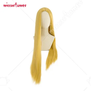 Желтый длинный прямой парик для косплея принцессы Синтетический парик
