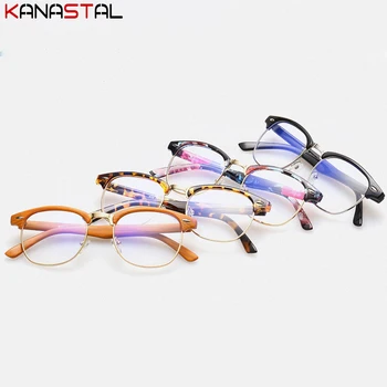 Женские очки для чтения при близорукости с защитой от синего света, Мужские Ретро Квадратные очки в металлической оправе для ПК, оптические компьютерные очки с предписаниями