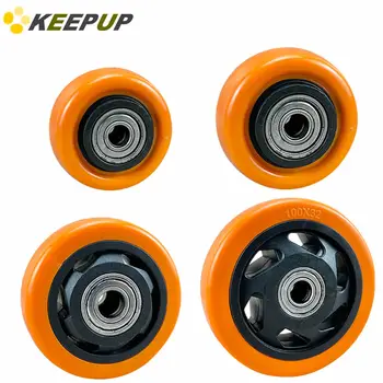 Сменные колесные диски PU с двойными подшипниками оранжевого цвета высокой грузоподъемностью и износостойкостью мебельных колес