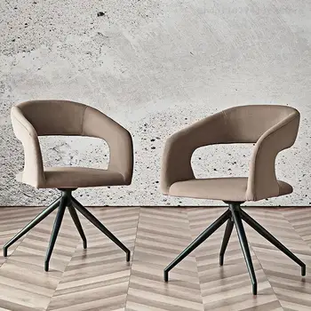 Поворотные обеденные стулья, Современный кожаный минималистичный стул для спальни, Дизайнерский Офисный Белый туалетный столик Silla Furniture
