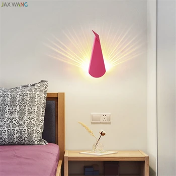 Скандинавский дизайн стен творческая личность прикроватный бра для спальни фоновый настенный светильник для гостиной минималистичный бра с павлином